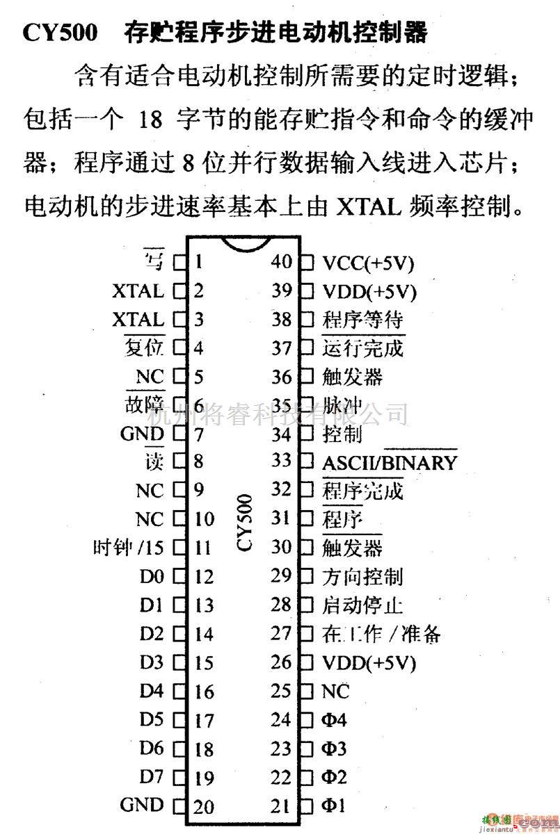 数字电路中的电路引脚及主要特性CY500 存贮程序步进电动机控制器  第1张