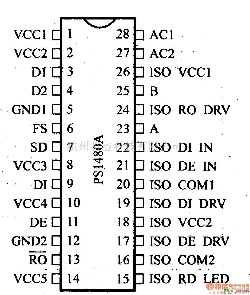 数字电路中的驱动器和通信电路引脚及主要特性PS1480A/B 光电隔离RS-485收发器  第2张