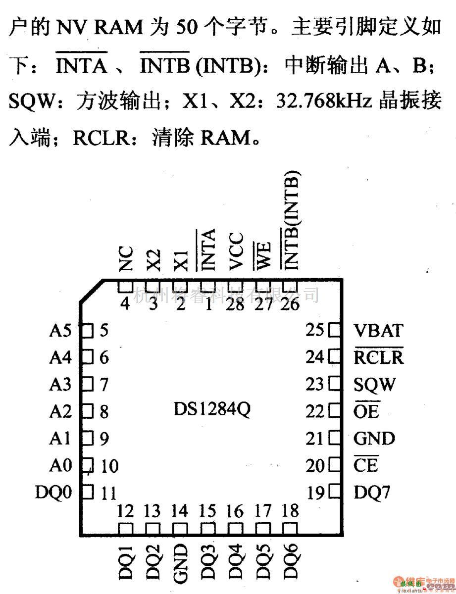 数字电路中的电路引脚及主要特性DS1284 计时器  第2张