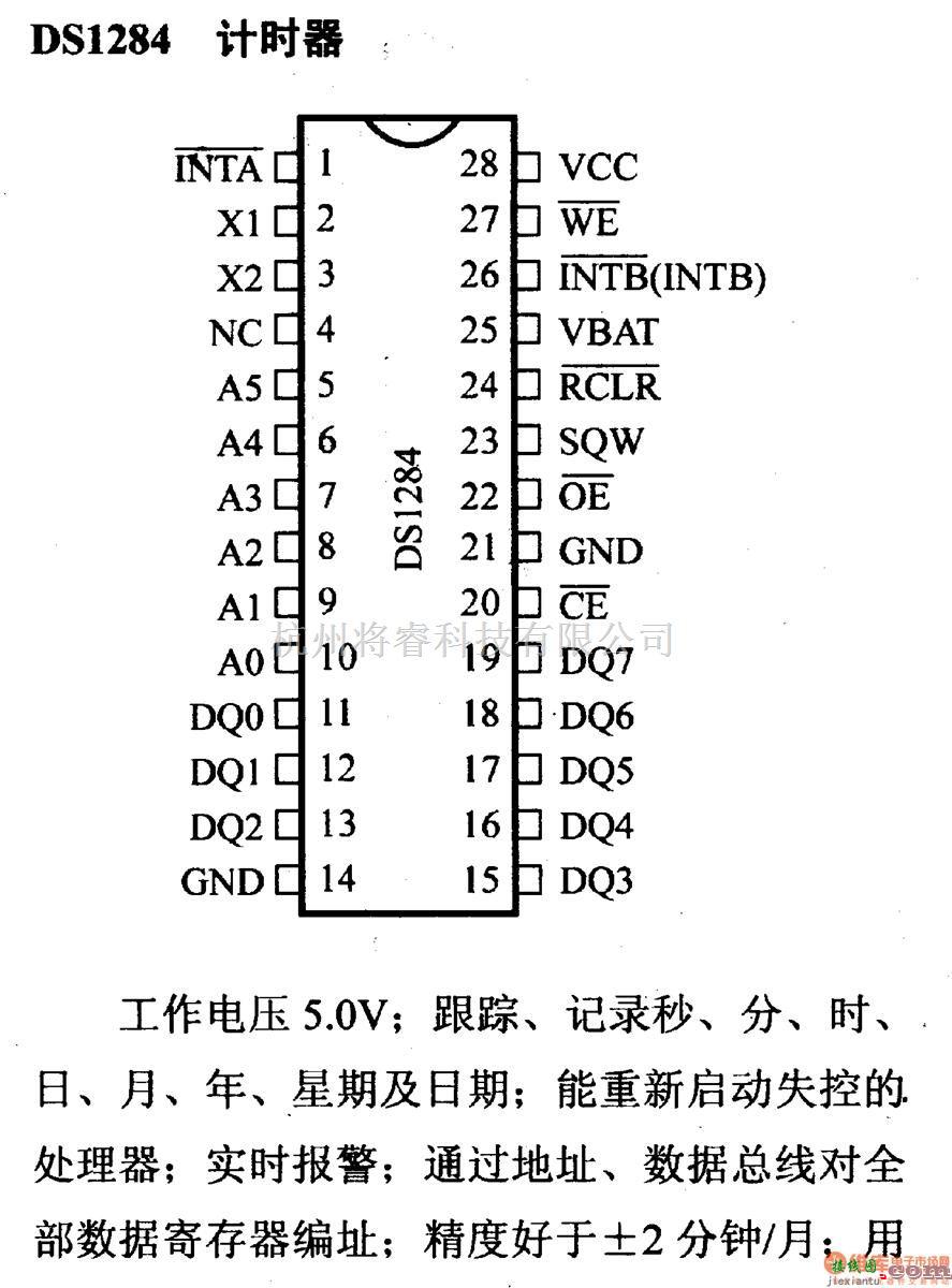 数字电路中的电路引脚及主要特性DS1284 计时器  第1张