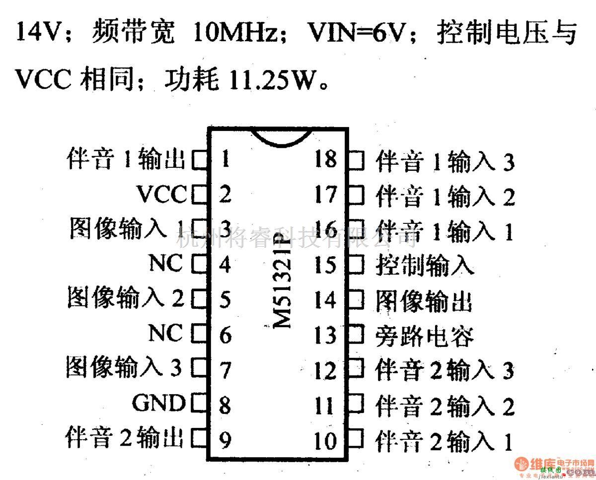 数字电路中的电路引脚及主要特性M51321P 三模拟开关  第2张