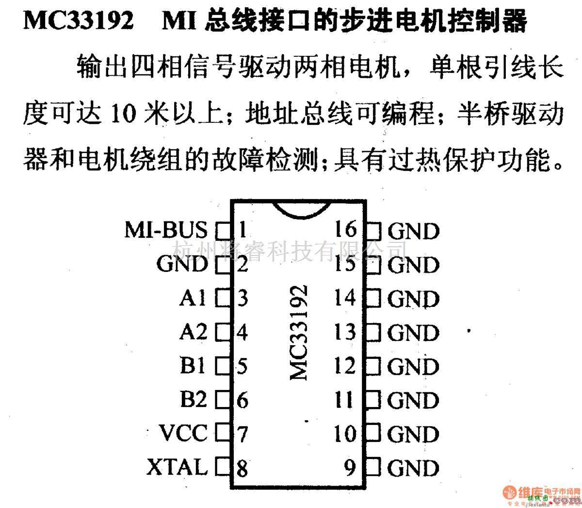 数字电路中的电路引脚及主要特性MC33192 MI总线接口的步进电机控制器  第1张