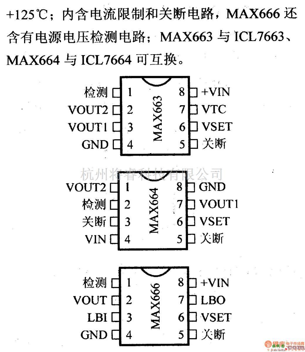 电源电路中的调压器.DC-DC电路和电源监视器引脚及主要特性 MAX663等 CMOS稳压器  第2张