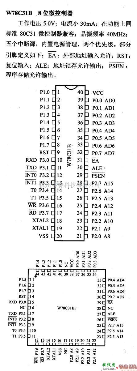 数字电路中的芯片引脚及主要特性W78C31B 八位仿真微控制器  第1张