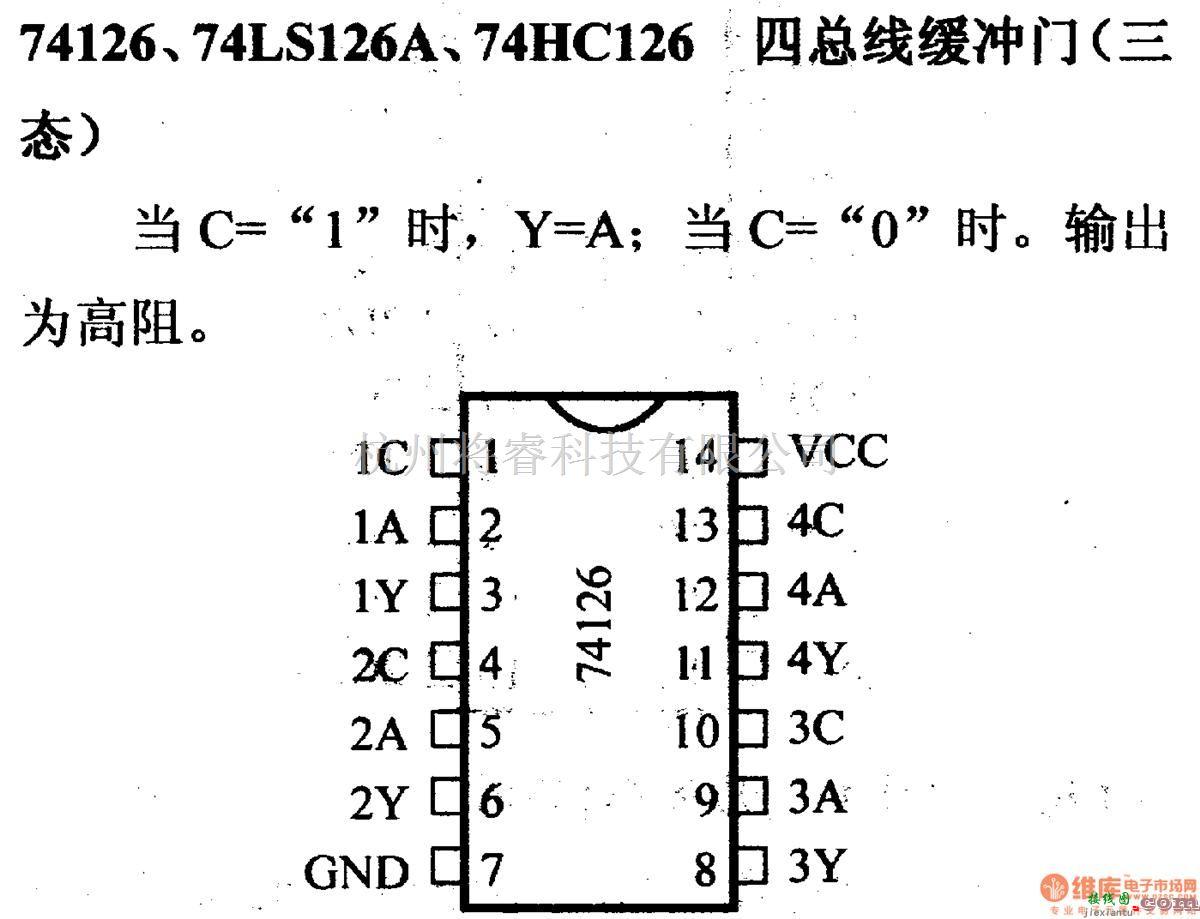 数字电路中的74系列数字电路74126.74LS126A等四总线缓冲门(三态)  第1张