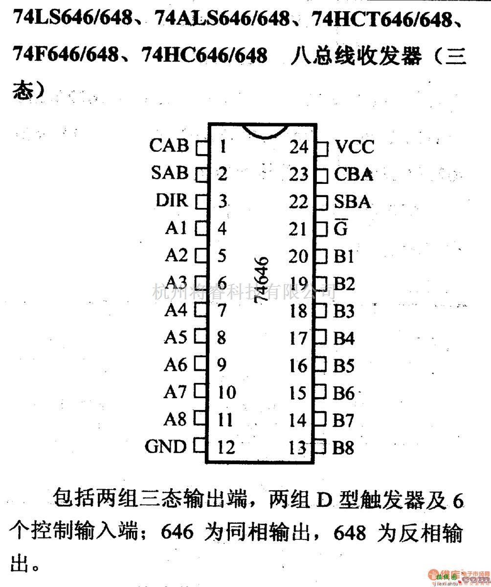 数字电路中的74系列数字电路74LS646/648八总线收发器(三态)  第1张