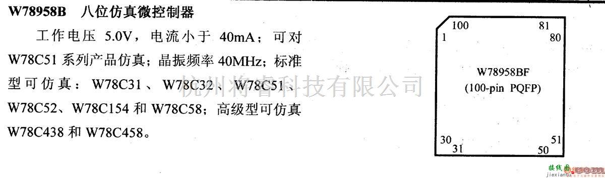 数字电路中的芯片引脚及主要特性W78958B 八位仿真微控制器  第1张