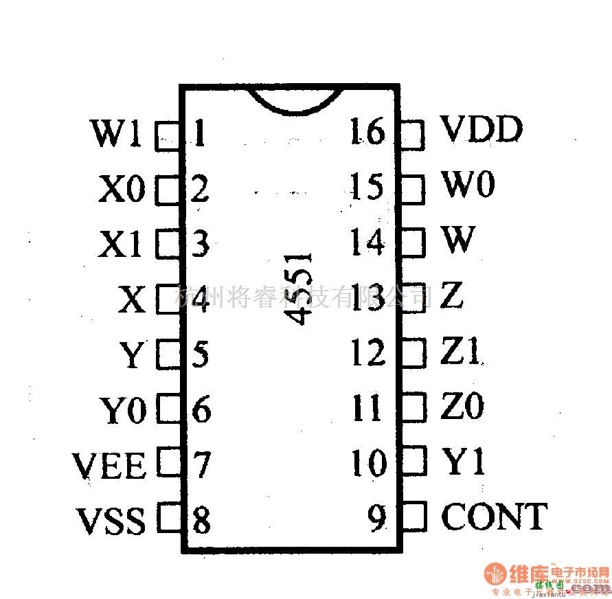 数字电路中的4000系列数字电路,4551四2通道模拟开关  第2张