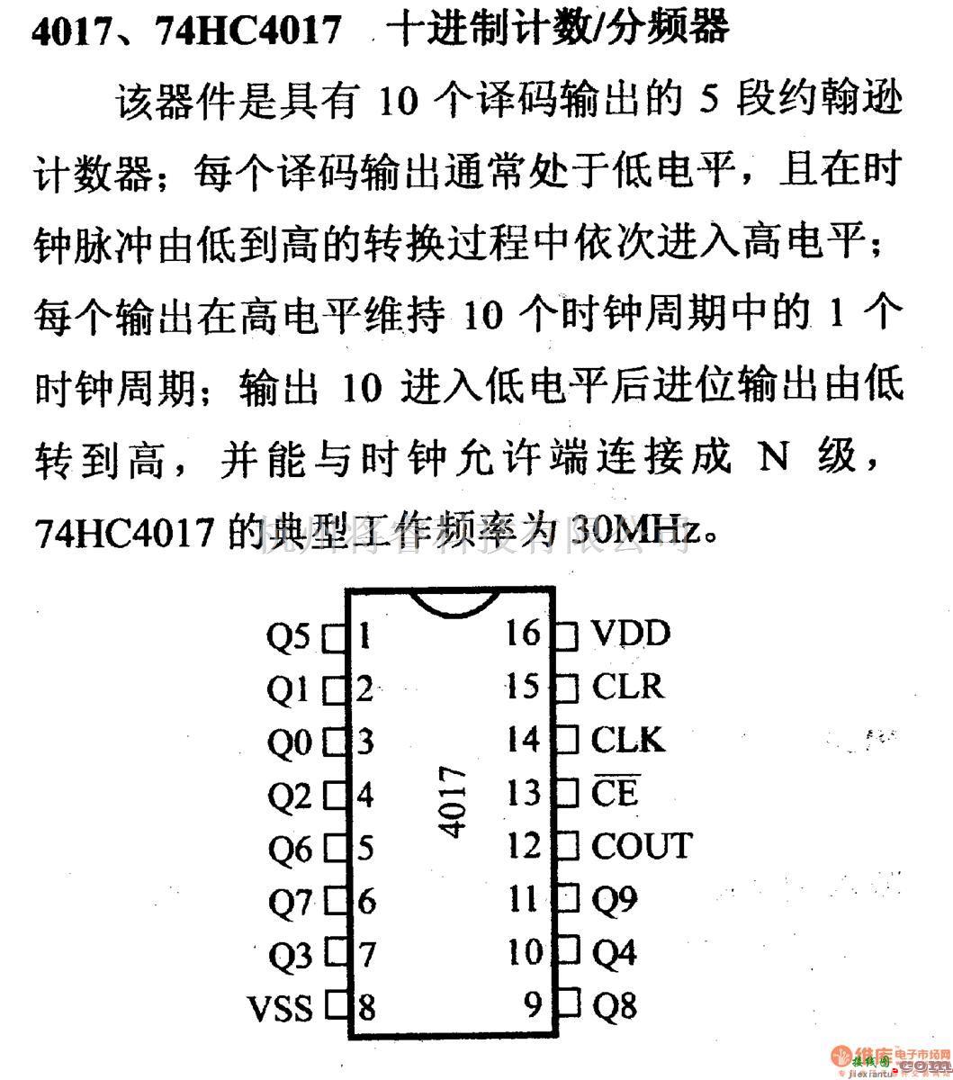 数字电路中的4000系列数字电路,4017等到十进制计数/分频器  第1张