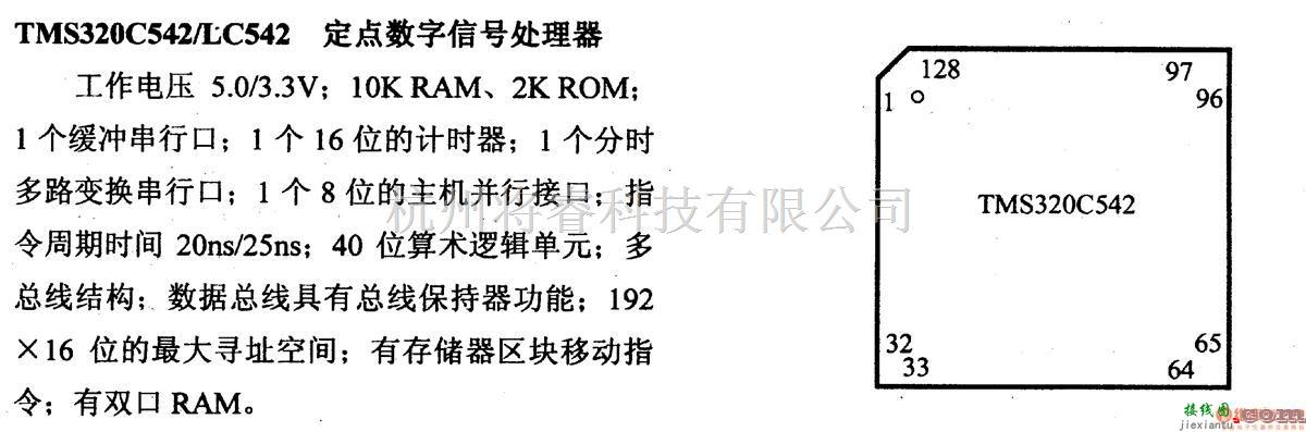 数字电路中的芯片引脚及主要特性TMS320C542/LC542 定点数字信号处理器  第1张