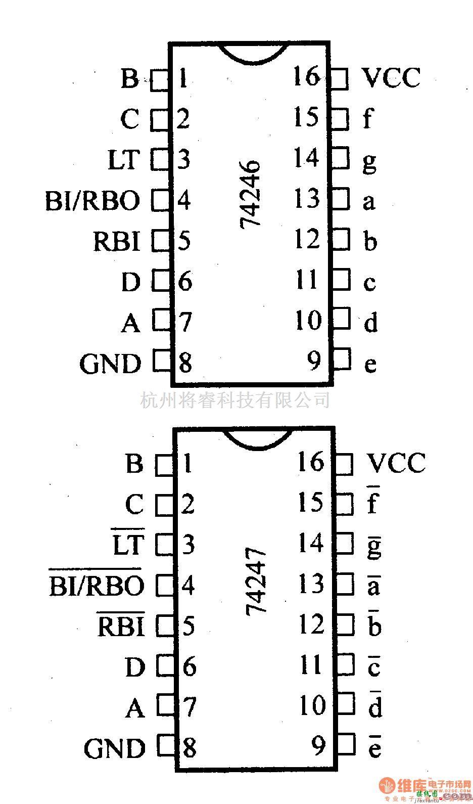 数字电路中的74系列数字电路74246.74247等BCD-七段译码器／驱动器  第2张