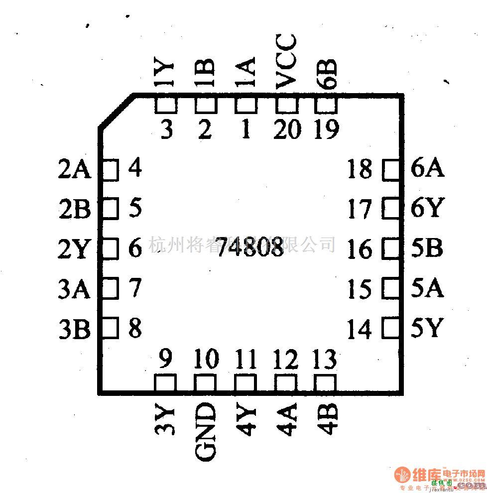 数字电路中的74系列数字电路74HC808六个两输入与门驱动器  第1张