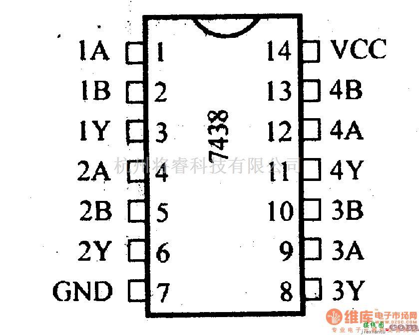 数字电路中的74系列数字电路7438.74LS38等四2输入与非缓冲器(OC)  第1张