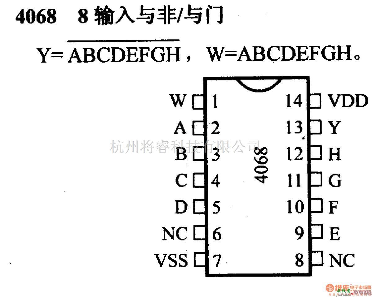 数字电路中的4000系列数字电路,4068,8位输入与非/门  第1张