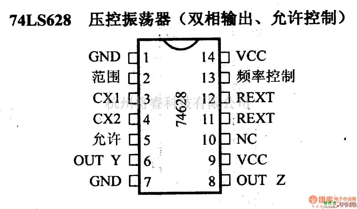 数字电路中的74系列数字电路74LS628压控振荡器(双相输出,允许控制)  第1张