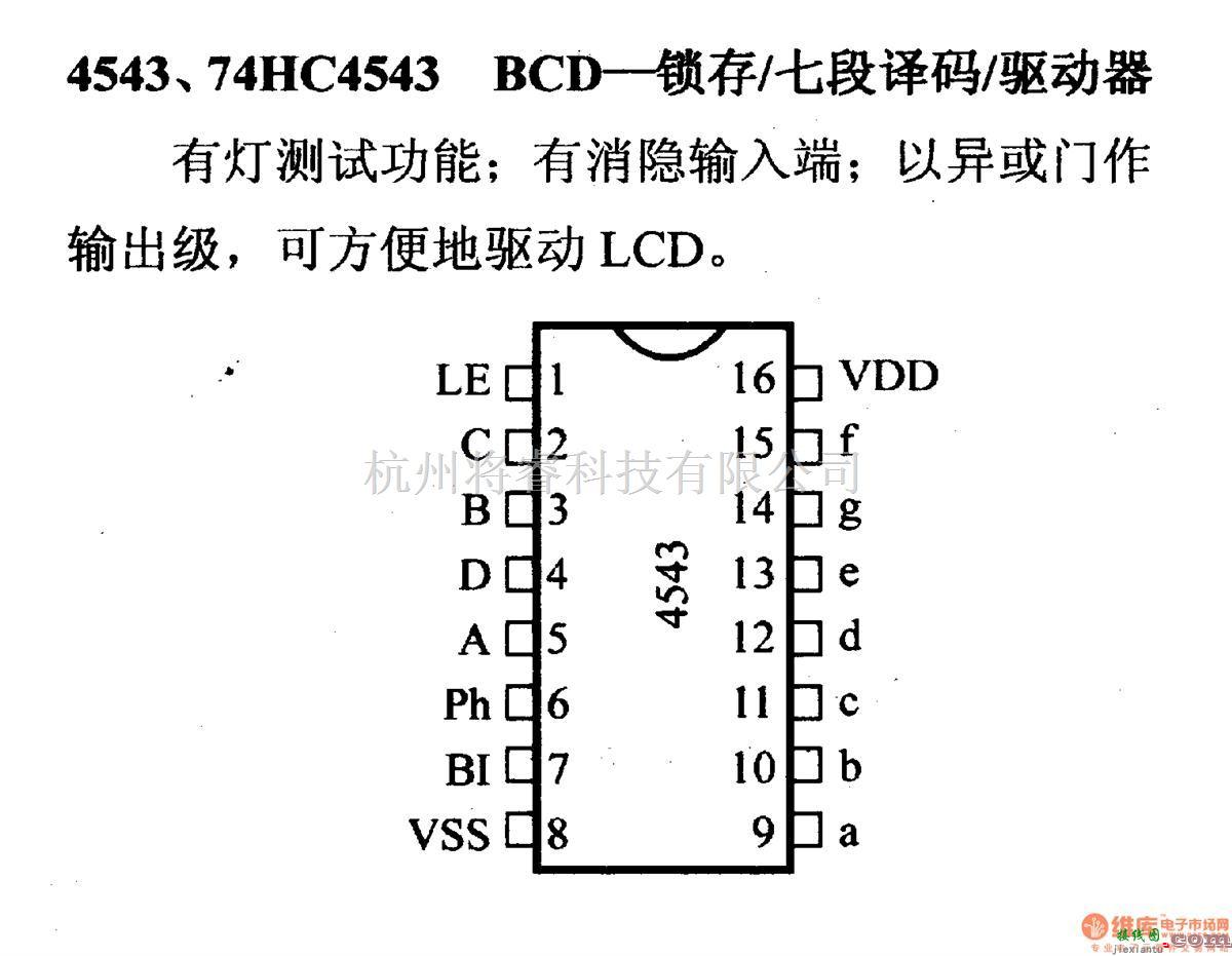 数字电路中的4000系列数字电路,4543等BCD-锁存/七段译码/驱动器  第1张