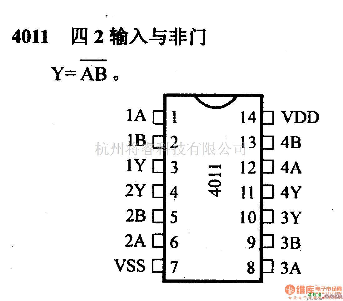 数字电路中的4000系列数字电路,4011,四2输入与非门  第1张