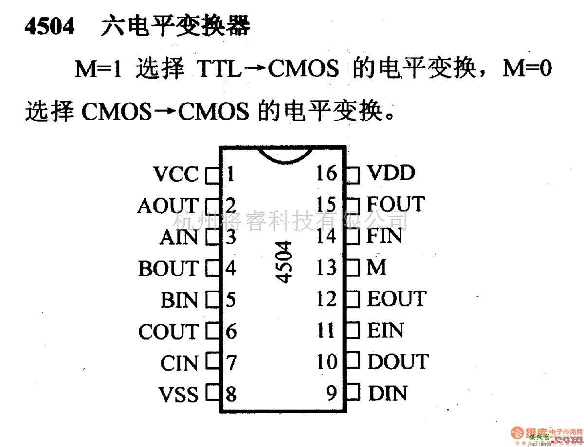 数字电路中的4000系列数字电路,4504六电平变换器  第1张