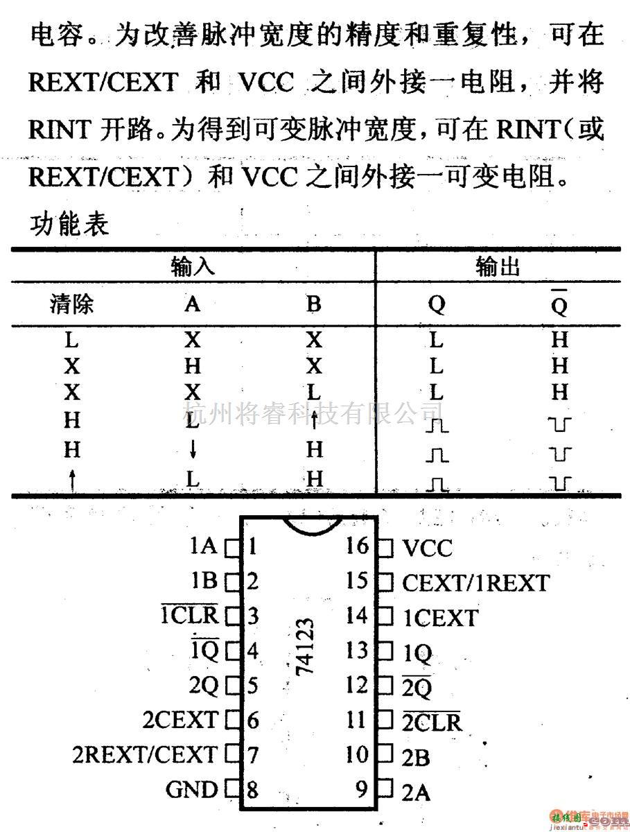 数字电路中的74系列数字电路74123,74L123等双可再触发单项奖稳多谐振荡器  第1张