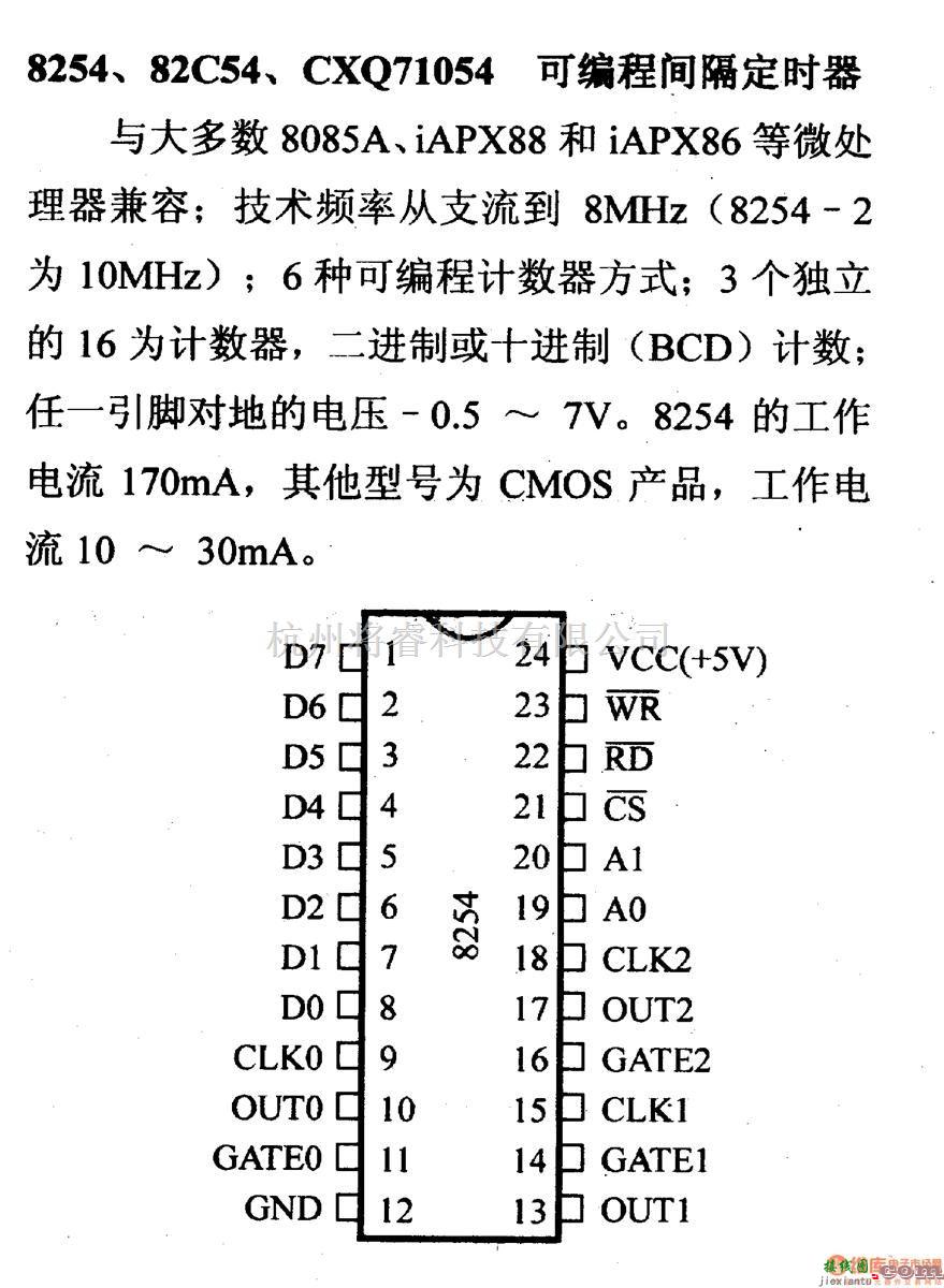 数字电路中的芯片引脚及主要特性8254等可编程间隔定时器  第1张