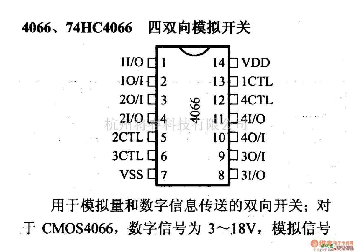 数字电路中的4000系列数字电路,4066等四双向模拟开亲  第1张