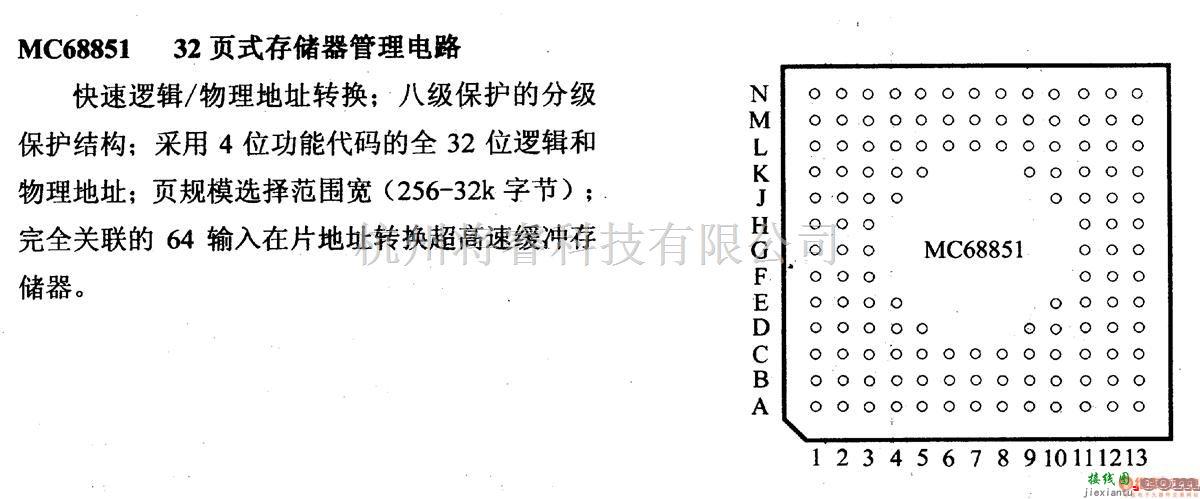 数字电路中的芯片引脚及主要特性MC68851,32页式存储器管理电路  第2张