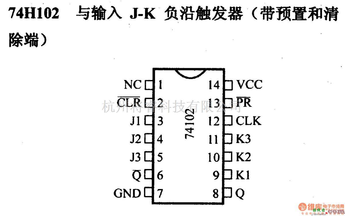 数字电路中的74系列数字电路74H102与输入Ｋ－Ｋ负沿触礁发器（带预置和清除端）  第2张