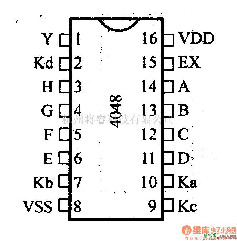 数字电路中的4000系列数字电路,4048,8位输入多功能门(三态,可扩展)  第1张