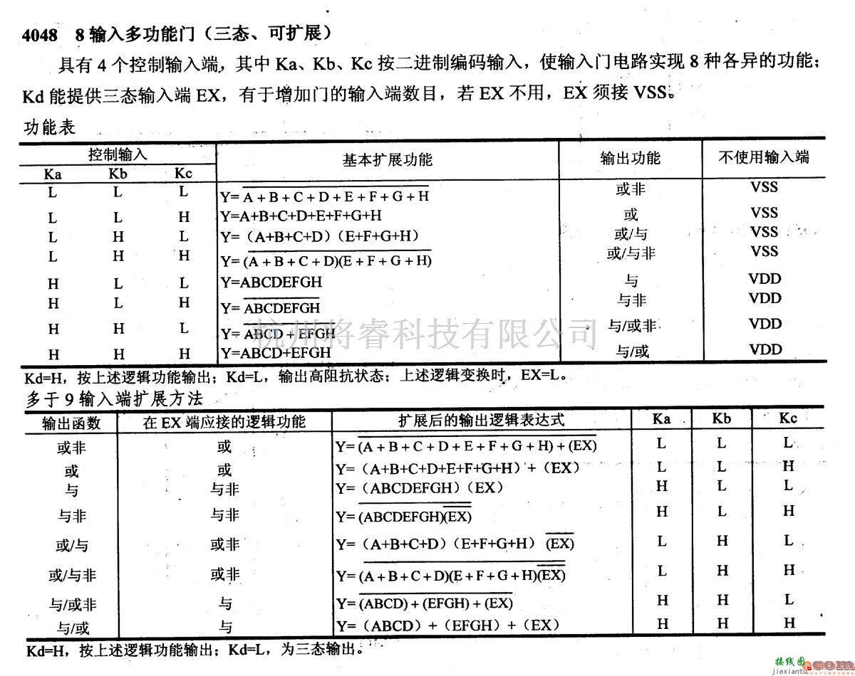 数字电路中的4000系列数字电路,4048,8位输入多功能门(三态,可扩展)  第2张