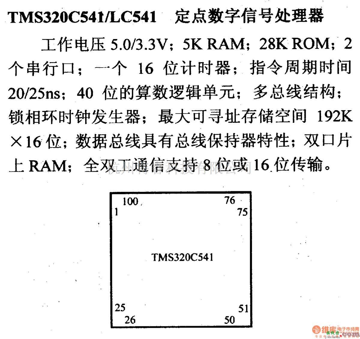 数字电路中的芯片引脚及主要特性TMS320C541/LC541 8位微控制器  第1张