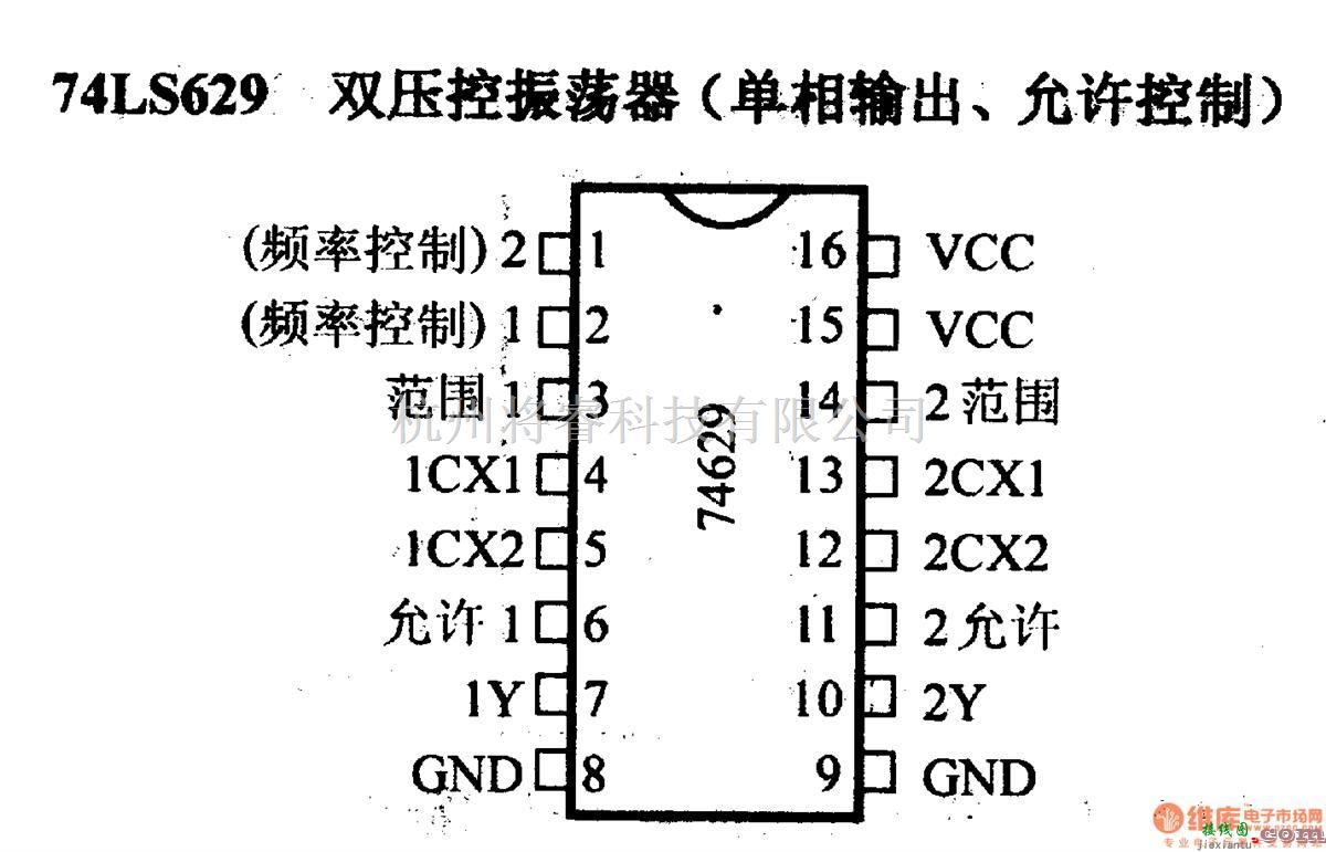 数字电路中的74系列数字电路74LS629双压控振荡器(单相输出,允许控制)  第1张