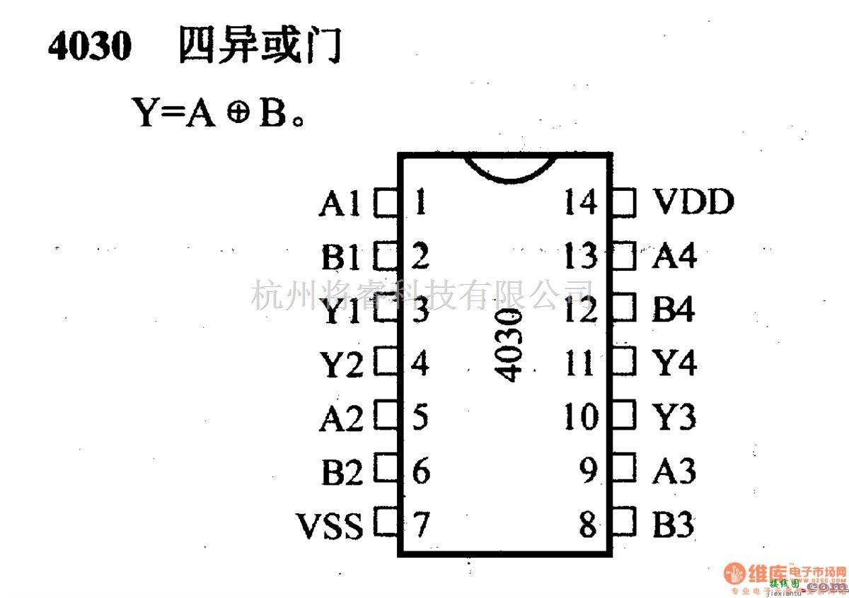 数字电路中的4000系列数字电路,4030四异或门  第1张