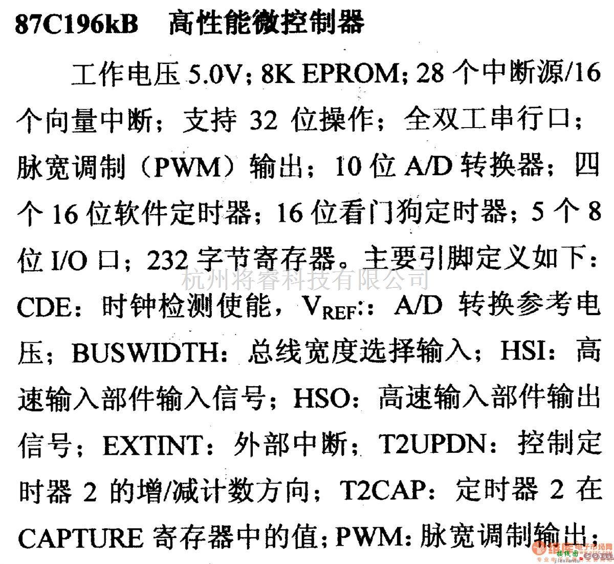 数字电路中的芯片引脚及主要特性87C196KB高性能微控制器  第1张