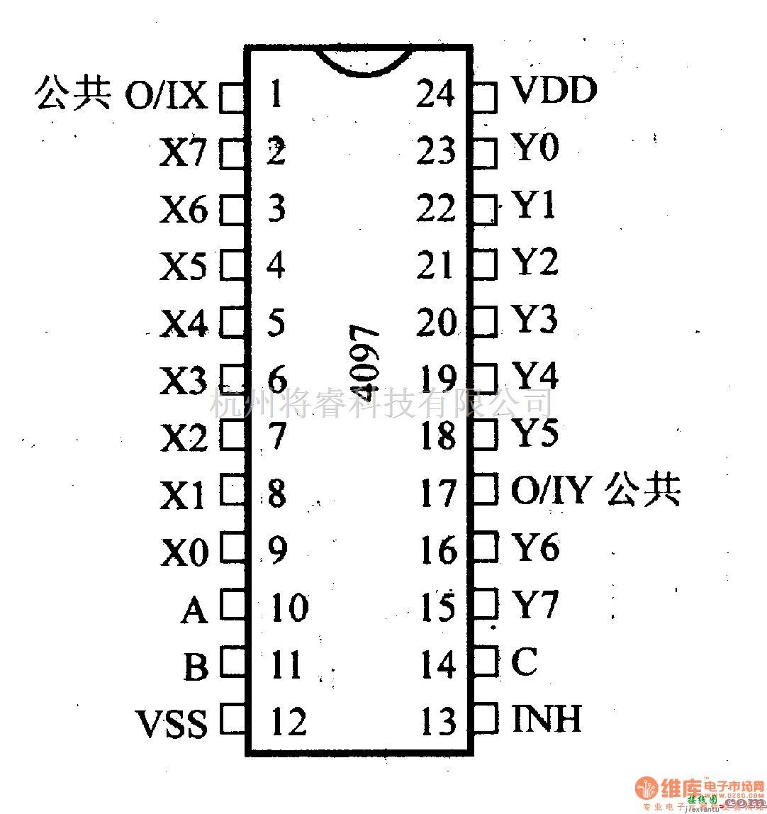 数字电路中的4000系列数字电路,4097双8通道模拟开关  第2张