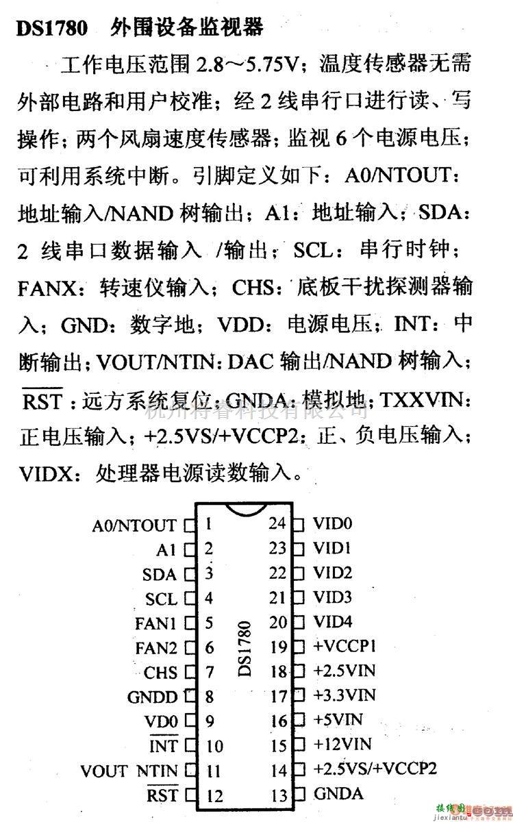 数字电路中的芯片引脚及主要特性CS1780外围设备监视器  第1张