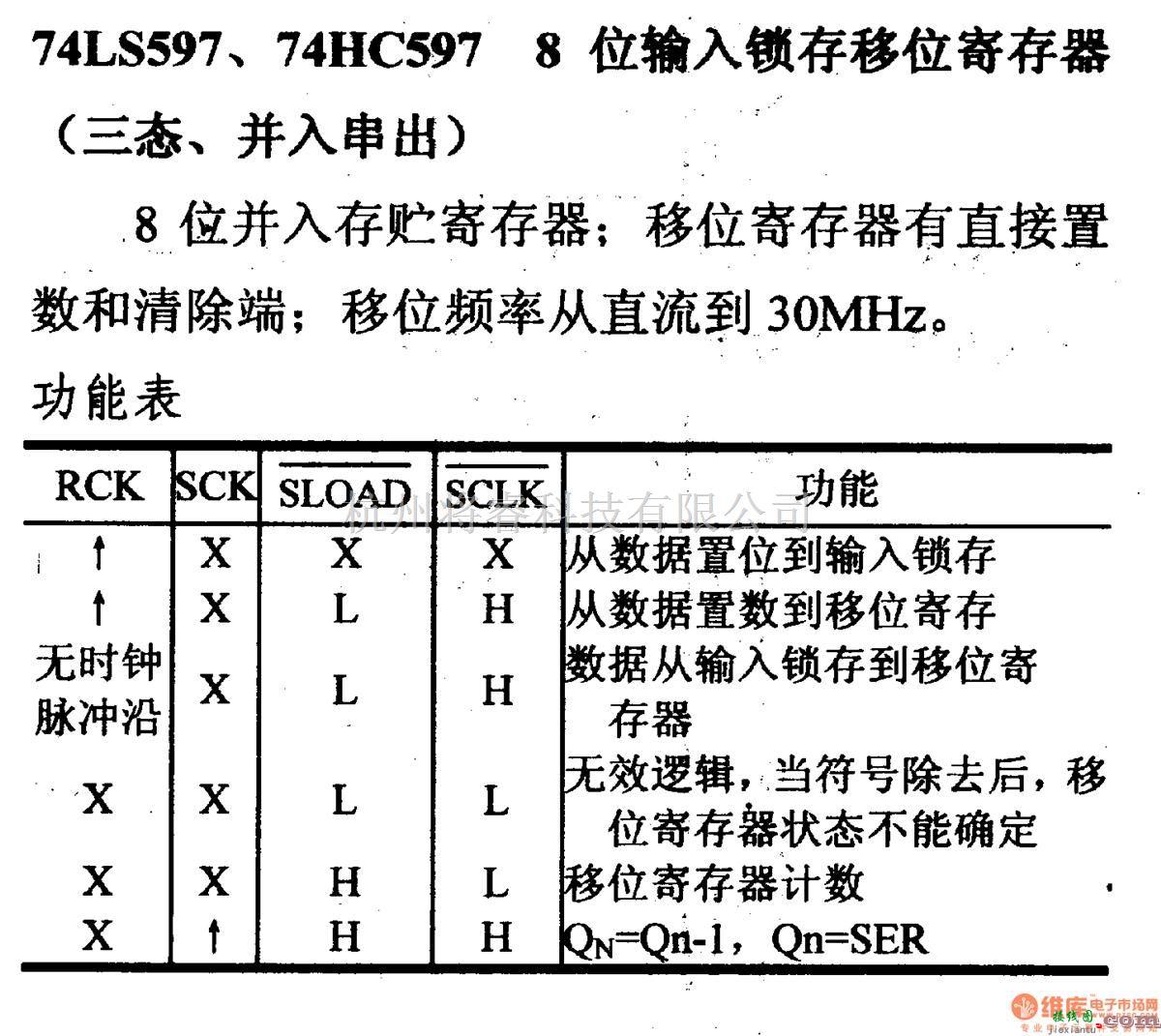 数字电路中的74系列数字电路74LS597等8位输入锁存移位寄存顺(三态,并入串出)  第2张