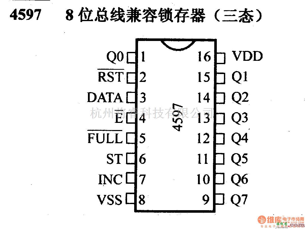 数字电路中的4000系列数字电路,4597,8位总线兼容锁存器(三态)  第1张