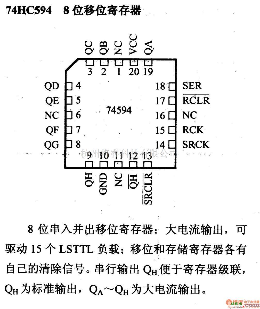 数字电路中的74系列数字电路74HC594,8位移位寄存器  第2张