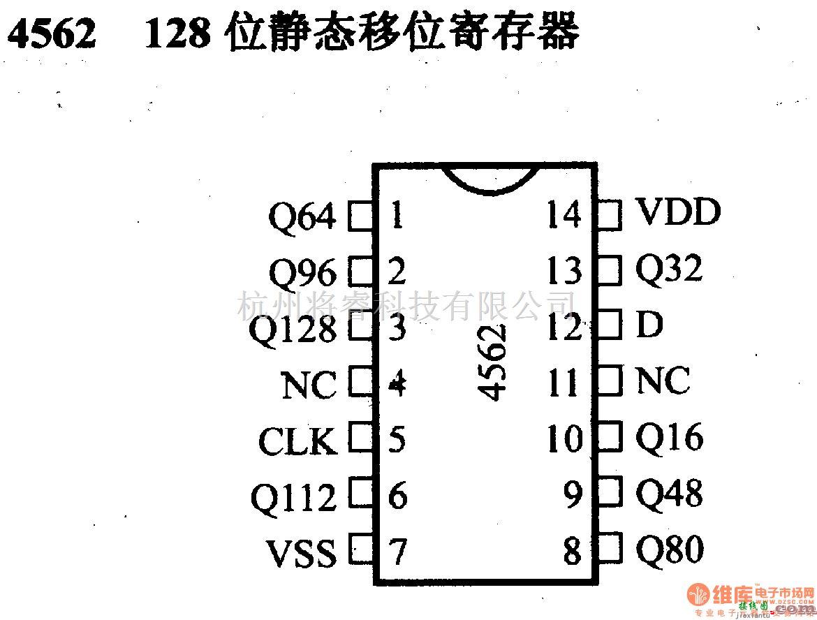 数字电路中的4000系列数字电路,4562,128位静态移位寄存器  第1张