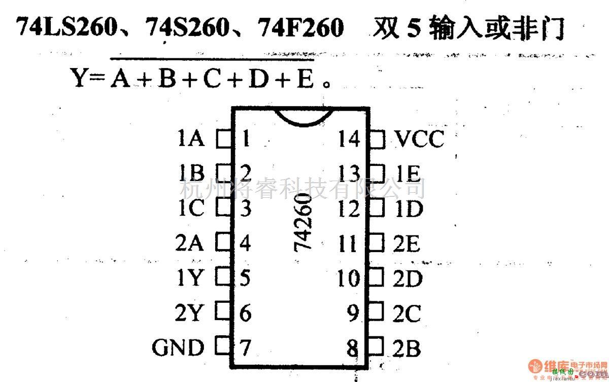 数字电路中的74系列数字电路74LS260.74S260等双5输入或非门  第1张