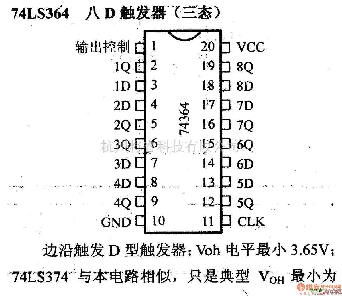 数字电路中的74系列数字电路74LS364八D触发器(三态)  第2张