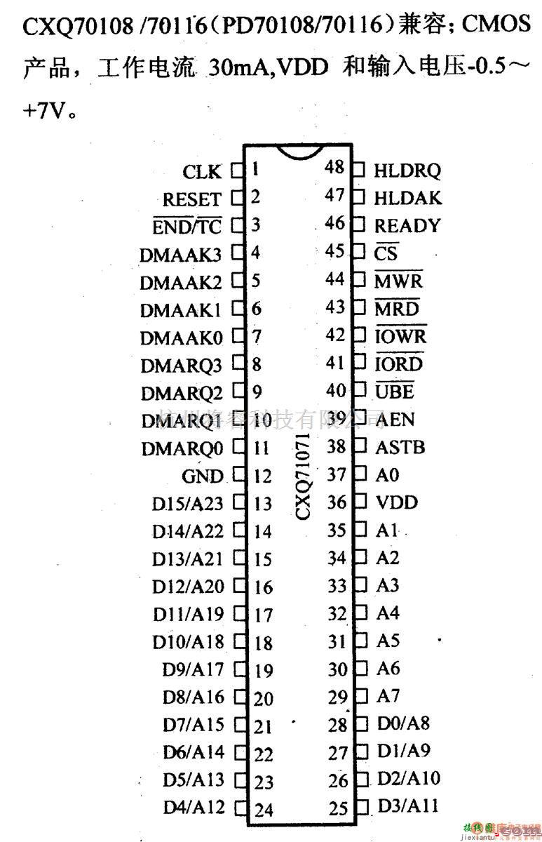 数字电路中的芯片引脚及主要特性CXQ71071等DMA控制器  第2张