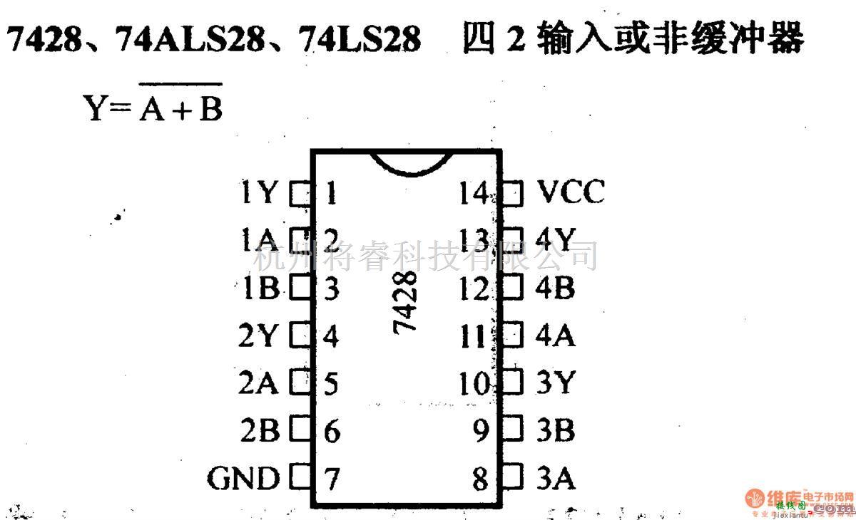 数字电路中的74系列数字电路7428.74ALS28等四2输入或非缓冲器  第1张