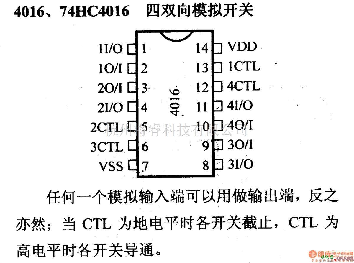 数字电路中的4000系列数字电路,4016等四双向模拟开关  第1张