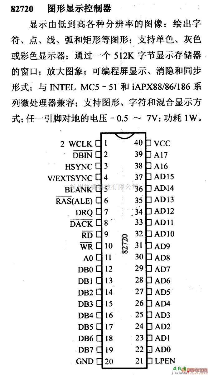 数字电路中的芯片引脚及主要特性82720图形显示控制器  第1张