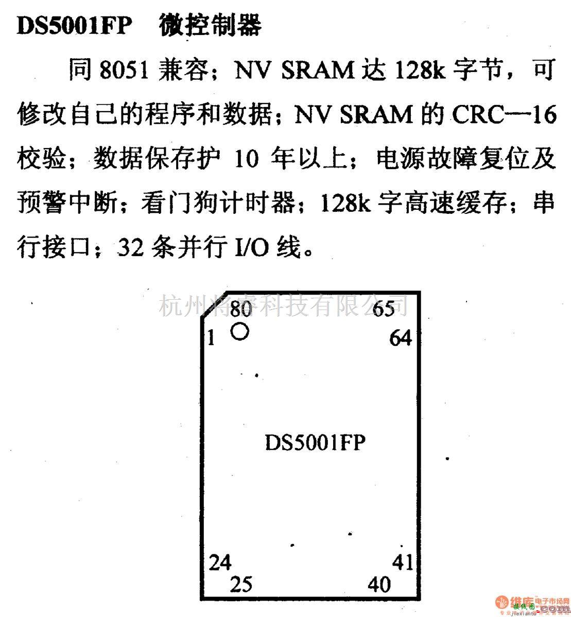 数字电路中的芯片引脚及主要特性DS5001FP微控制器  第1张