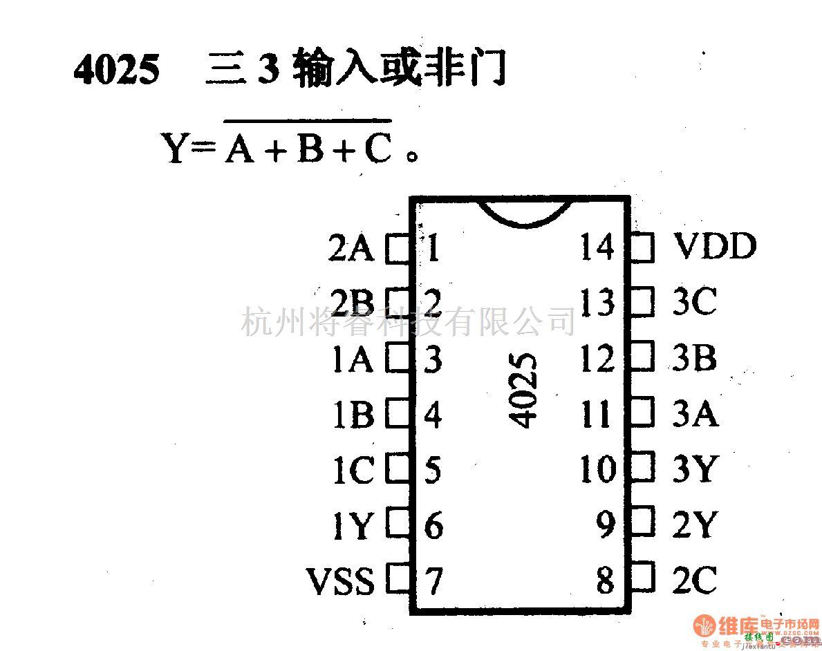 数字电路中的4000系列数字电路,4025三3输入或非门  第1张