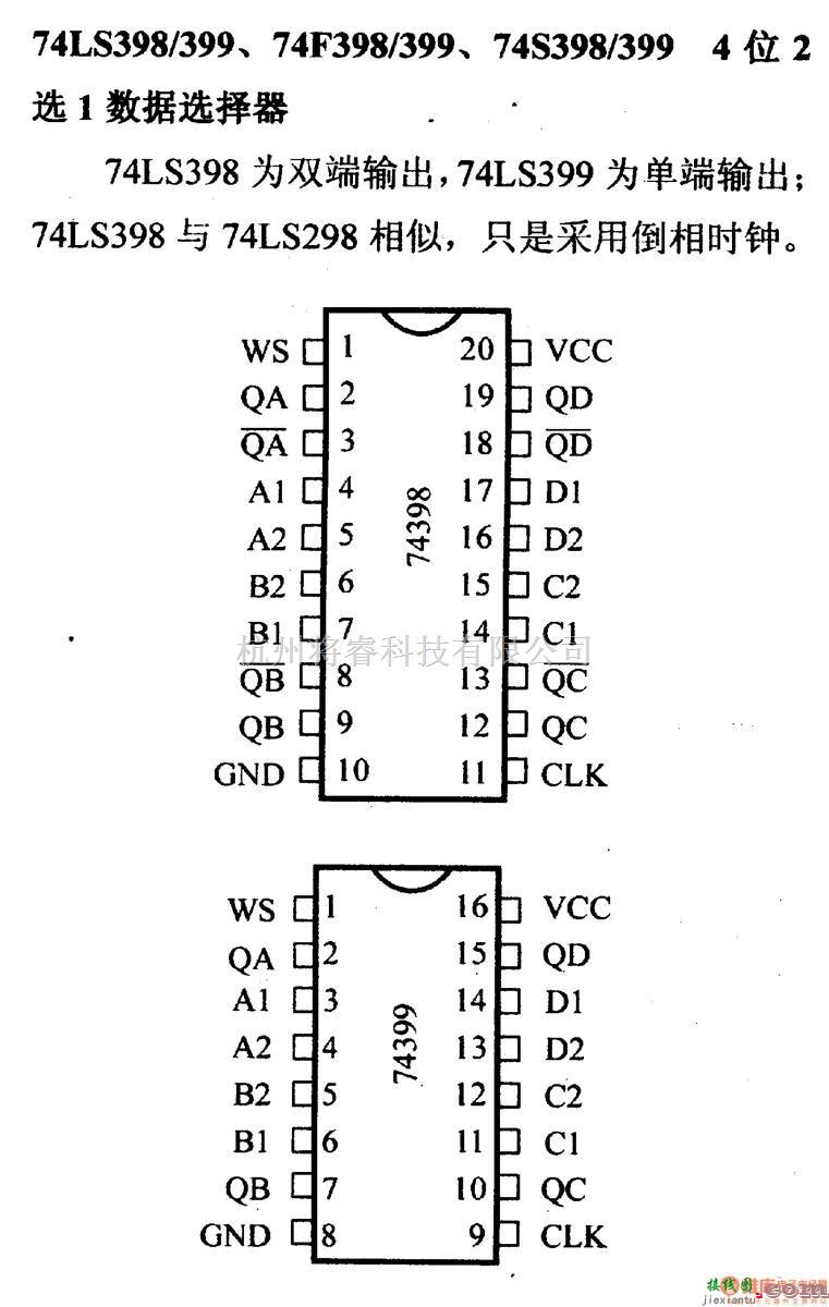 数字电路中的74系列数字电路74LS398/399等4位2选1数据选择器  第2张