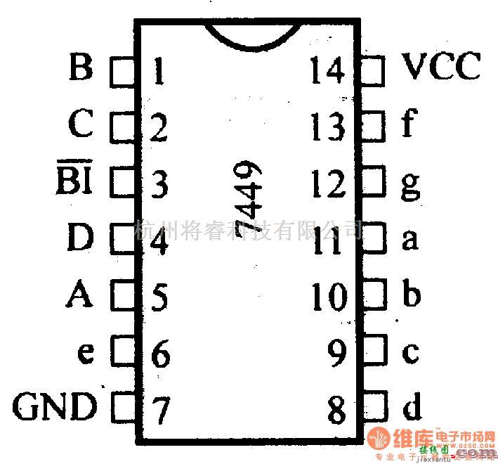 数字电路中的74系列数字电路7449.74LS49等BCD-七段译码器／驱动器  第1张