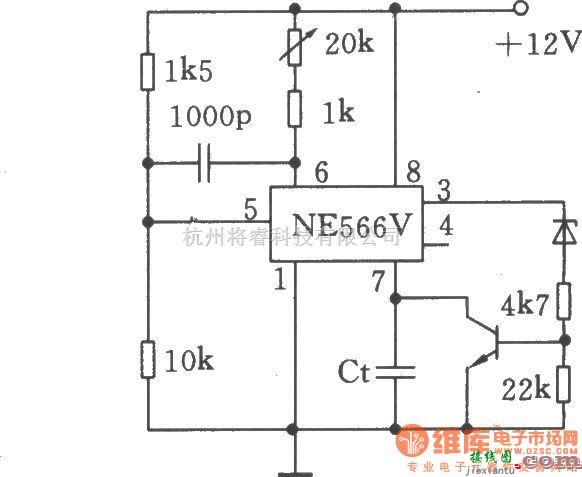 函数信号产生器中的用NE566V产生锯齿波电路  第1张